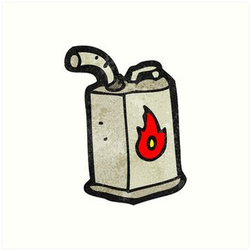 a cartoon fire extinguisher can with flames coming out of it