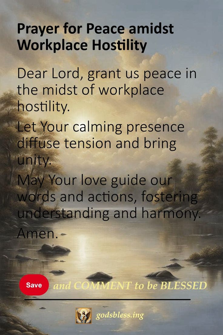 Prayer for Peace amidst Workplace Hostility Prayers For Work Challenges, Prayer For Protection At Work, Prayer For Workplace, Work Prayer, Prayer For Discernment, Workplace Drama, Prayers For Protection, Prayer For Worry, Prayer For Work