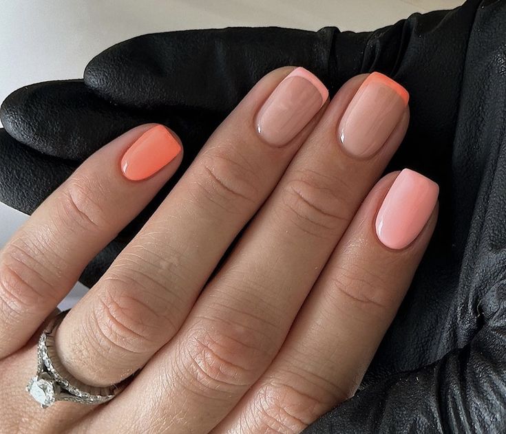 Orange Nail Designs, Coral Nails, Nagel Tips, Short Square Nails, Simple Gel Nails, Cute Gel Nails, Shellac Nails, Summer Acrylic Nails, Pastel Nails