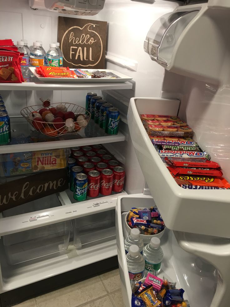 an open refrigerator filled with lots of food