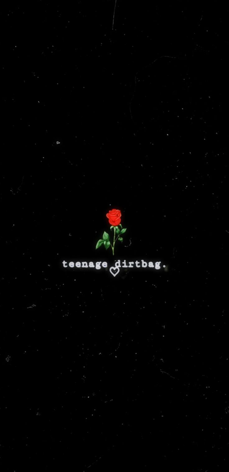 a black background with a red rose in the center and some writing on it that says,