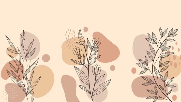 three different types of plants on a beige background with circles and dots in the background