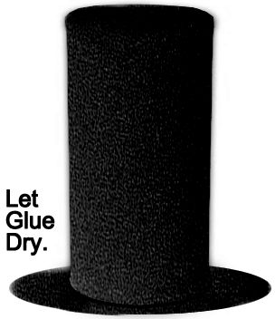 a black top hat with the words let glue dry on it