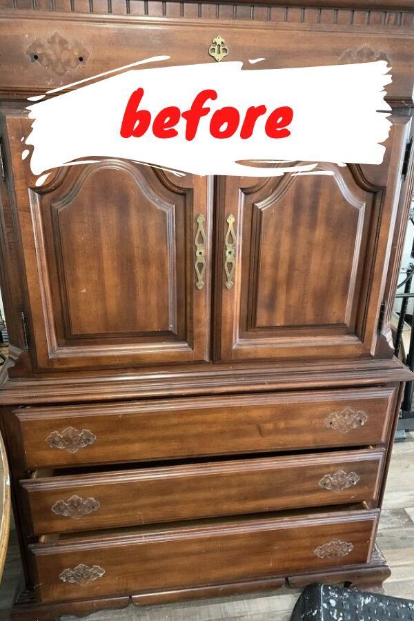 an old dresser has been refinished to look like it's being used