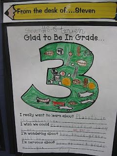 a sign with the number three on it that says, from the desk of stephen glad to be in grade