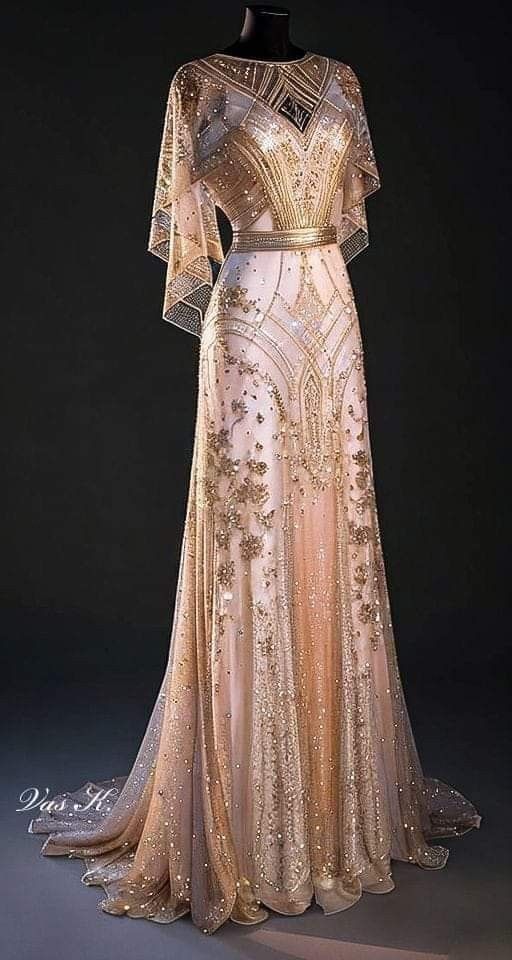 Glam Evening Gown, Unique Gala Dresses, Medevil Dress To Impress, Princess Gown Royalty, Night Gown Aesthetic, Anniversary Gown, Details On Clothes, Ethereal Dress Goddesses, Copper Gown