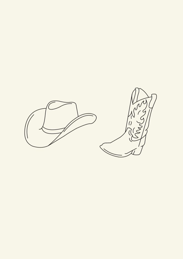 a drawing of a cowboy hat and boots