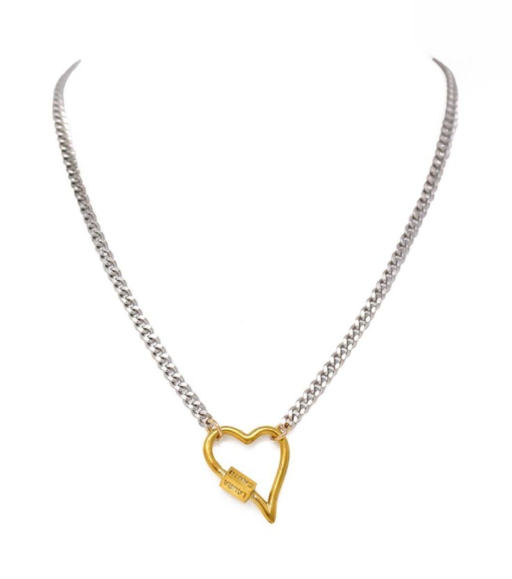 Bold Heart Lock Necklace - LAURA CANTU JEWELRY US Locking Heart Necklace, Lock Pendant Necklaces, Heart Lock Necklace, Lock Charm Necklace, 2pcs Lock Charm & Necklace, Heart-shaped Lock Necklace Gift, Heart Lock, Lock Necklace, Accessories Collection