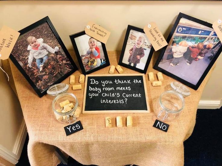 a table topped with pictures and wine corks