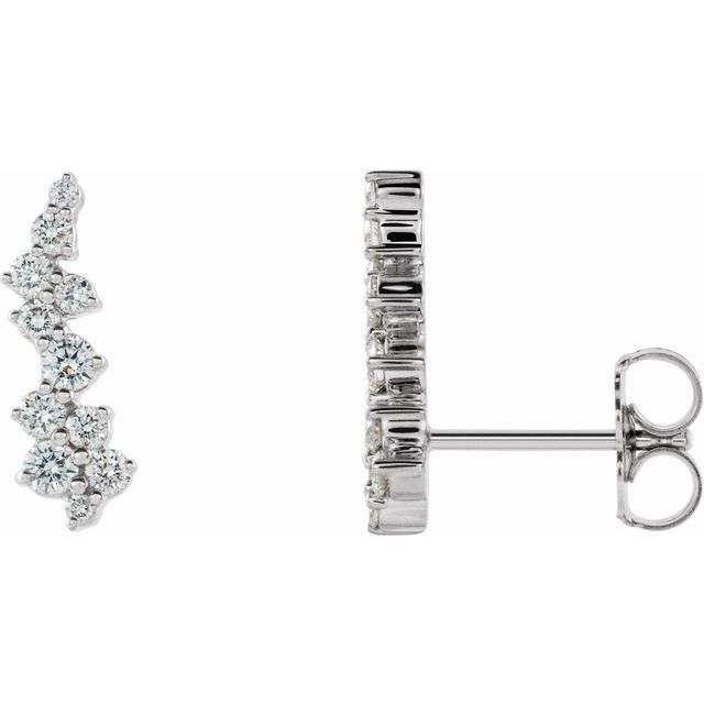 These ear climbers are unique, bold, and sparkly! Gorgeous asymmetrical design Set with approx. 0.37ct of lab grown diamonds of various sizes Diamond Climber Earrings, Diamond Earring Jackets, Halo Diamond Earrings, Halo Earrings, Ear Climbers, Climber Earrings, Diamond Hoop Earrings, Diamond Cluster, Round Earrings