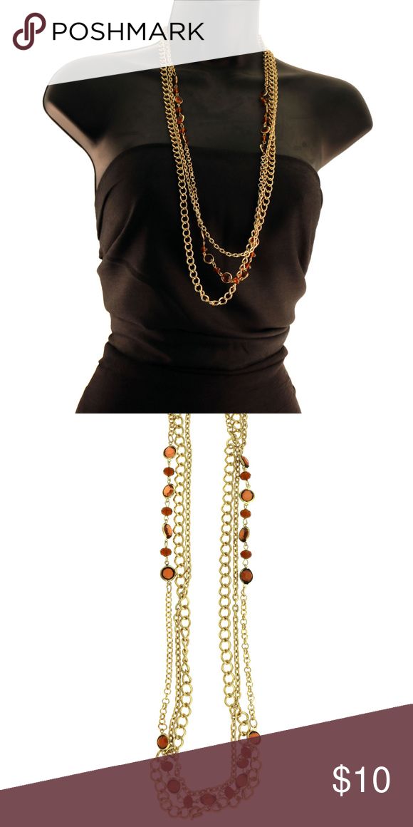 Long, Layered, Gold-Tone Necklace With Brown Facet Long, Layered, Gold-Tone Necklace With Brown Faceted Accents TMN707 Mi Amore Jewelry Necklaces Long Layers, Gold Tone Necklace, Brown Gold, Tassel Necklace, Gold Tones, Jewelry Necklaces, Necklaces, Outfit Inspo, Plus Fashion