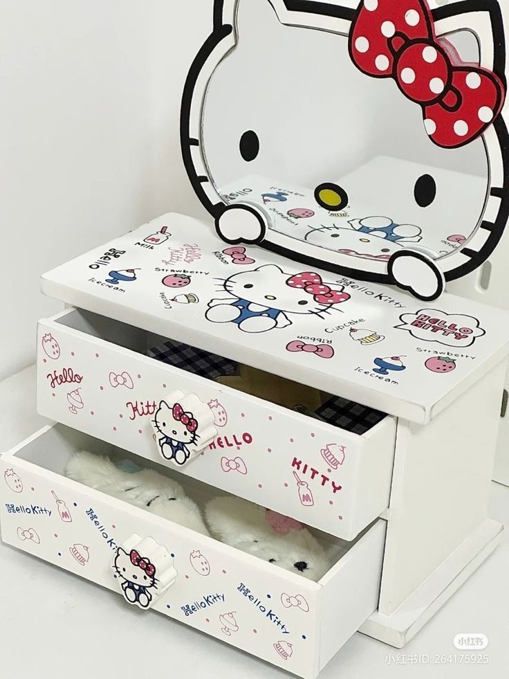 an open box with hello kitty designs on it