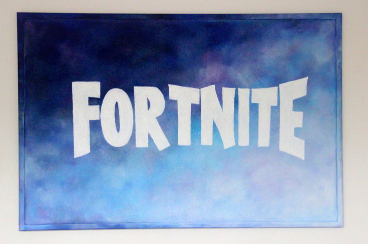 a painting with the word fortnite painted on it's side in white