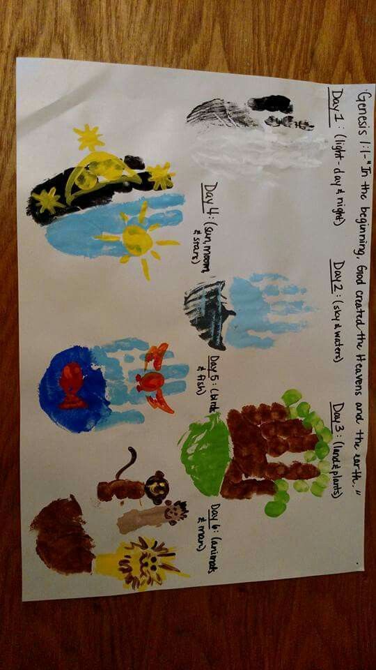 a child's handprinted poster with animals and watercolors on it