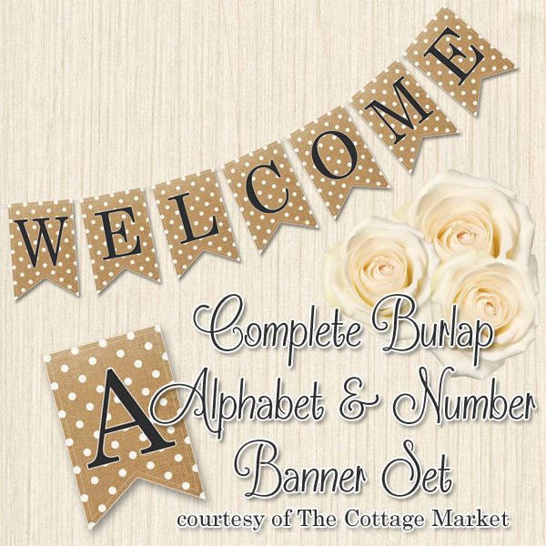 a welcome banner with flowers and polka dots