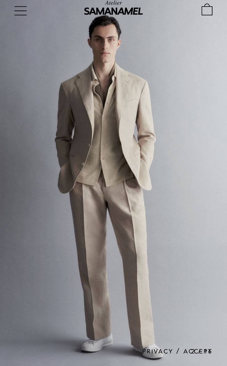 Biege Suit Man, Suits Men Old Money, Old Style Suits For Men, Old Money Suits Men, Saman Amel, Suits For Guys, Suit For Men Wedding, Best Suits For Men, Beige Suit