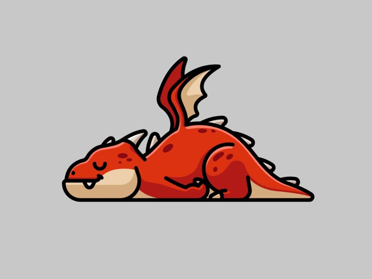 a red dragon laying down on the ground