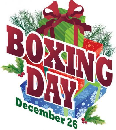 the boxing day logo with presents on it