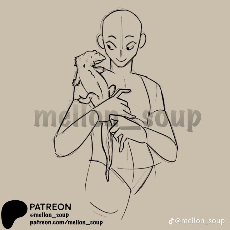 a drawing of a man holding a small bird in his hands, with the caption patreon