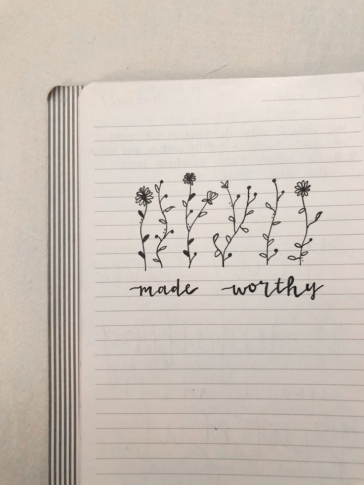 an open notebook with the words made worthy written in black ink on top of it