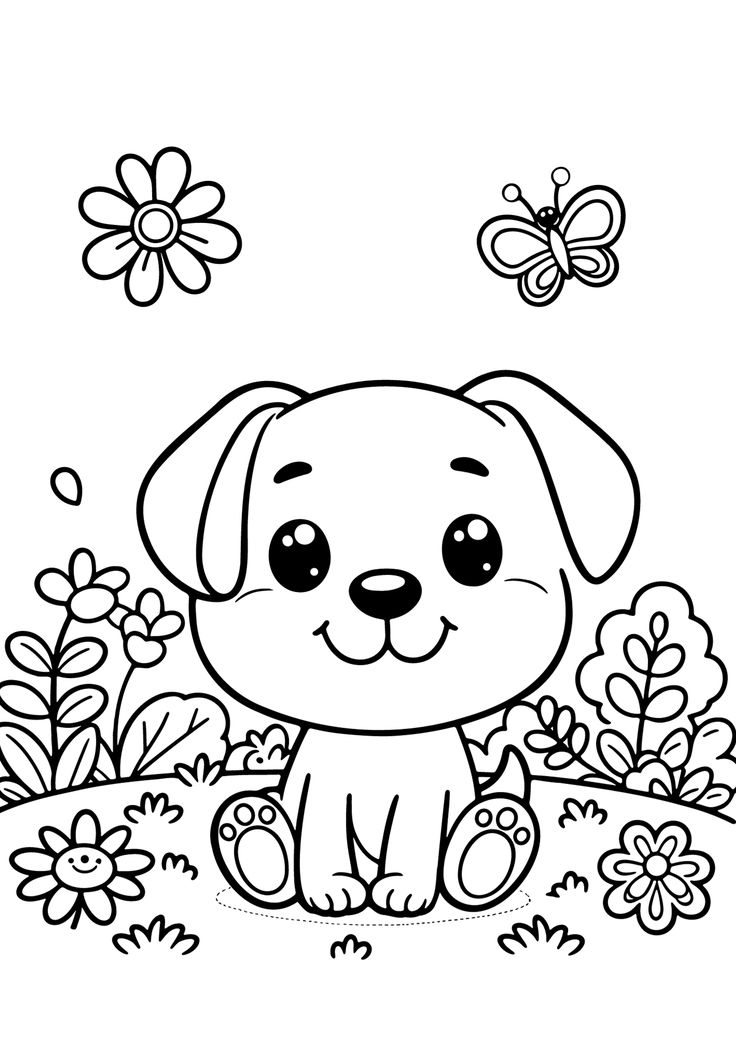 Happy Puppy - Free Coloring Page Toddler Coloring Pages Free Printable, Jw Letters, Envelope Origami, Free Kids Coloring Pages, Puppy Coloring Pages, Disney Princess Coloring Pages, Puppy Sitting, Spring Coloring Pages, Free Coloring Sheets