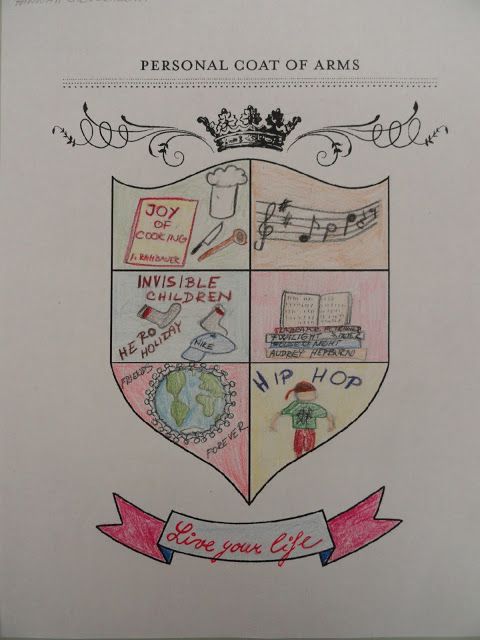 a drawing of a coat of arms with some words on it