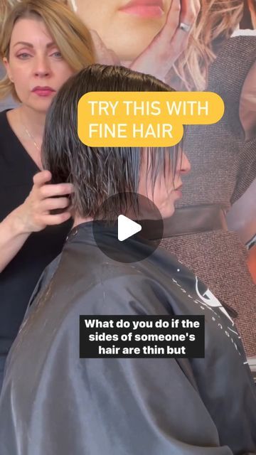 Sonna Jean Brado on Instagram: "Fine hair texturizing? Yes! ..But only in certain areas😉  In this bob haircut my client has more density in the back than she does in front and I want to visually balance the volume in her hair by removing weight behind the ears and keeping structure and weight in front of the ears. I’m using my 6” Angel Blades Scissors 👍  1. Identify which areas of the cut are the thickest and which areas need more fullness. 2. Isolate the area you will work in 3. Choose your texturizing technique, here, I’m working at a low elevation, and breaking into my bottom line to reduce the bulky corner 4. Use your mirror to check results👍 The thin area should appear to have more structure and the shape will be more balanced. 💃  . . . #sonnabrado #seriousbeautyeducation #finehai Short Fine Bob Hairstyles, Short Straight Bob Haircut, Haircut For Low Volume Hair, Short Textured Bob Fine Hair, Textured Bob Fine Hair, Undercut Bob Haircut For Fine Hair, Diy A Line Bob Haircut At Home, How To Cut Bob Haircut, Short Cut For Thinning Hair