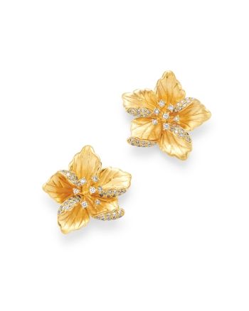 Bloomingdale's Diamond Flower Earrings in 14K Textured Yellow Gold, 0.30 ct. t.w. - 100% Exclusive Diamond Flower Earrings, Fine Jewelry Earrings, Flower Earrings Gold, Princess Jewelry, Gold Girl, Yellow Jewelry, Luxury Earrings, Prom Jewelry, Daisy Earrings