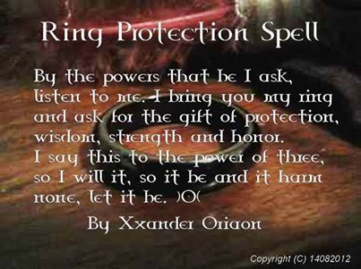 Ring Protection Spell: By the powers that be I ask, listen to me. I bring you my ring and ask for wisdom, strength and honor. I say this to the power of three, so i will it, so it be and it harm none, let it be. #wicca #witchcraft Buddhist Witch, Witch Notes, Wiccan Chants, Wicca Spells, Witchcraft Spells For Beginners, Hoodoo Spells, Witch Board, Witch Tips, Magickal Herbs