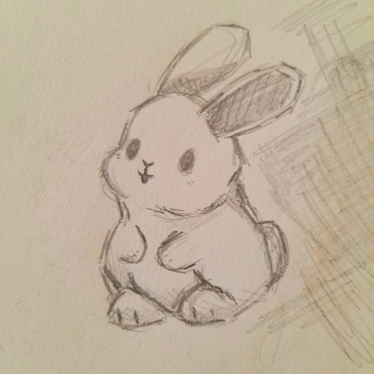 a drawing of a bunny sitting on the ground