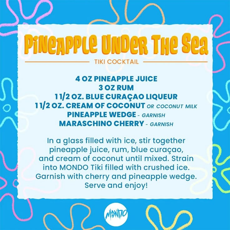 an advertisement for the pineapple under the sea cocktail, which is on display in front of