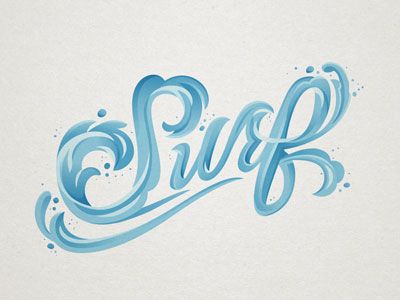 the word surf written in blue ink