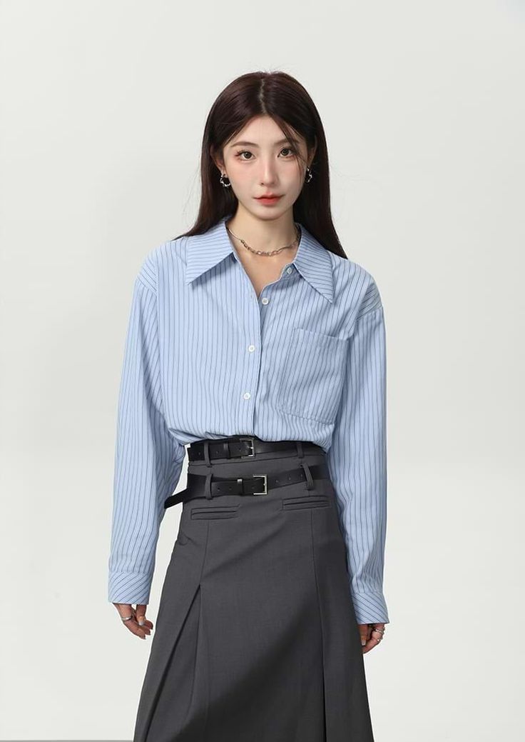 This Slim Pinstripe Pocketed Button Shirt is the perfect blend of formal and casual style. It is designed with a comfortable fit, allowing you to wear it alone or layer it with jackets or coats. It is versatile and perfect for pairing with skirts or pants for any occasion.
Gender: WomenMaterial: PolyesterClothing Length: RegularSleeve Length: FullSleeve Style: RegularCollar: Polo Collar Trendy Striped Office Shirt, Pinstripe Tops With Pockets For Work, Casual Shirt With Vertical Stripes For Office, Casual Pinstripe Shirt For Work, Pinstripe Shirt For Business Casual, Casual Pinstripe Shirt For Business Casual, Casual Pinstripe Tops For Business Casual, Casual Striped Tops For Office Wear, Striped Buttoned Shirt For Business Casual