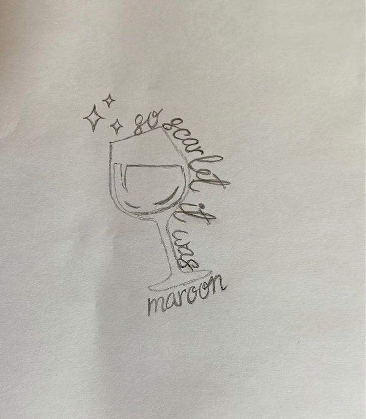 a drawing of a wine glass with the words marron on it