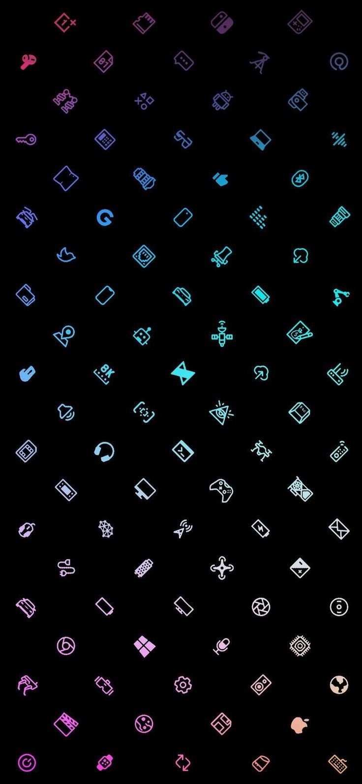 an image of different colored icons on a black background