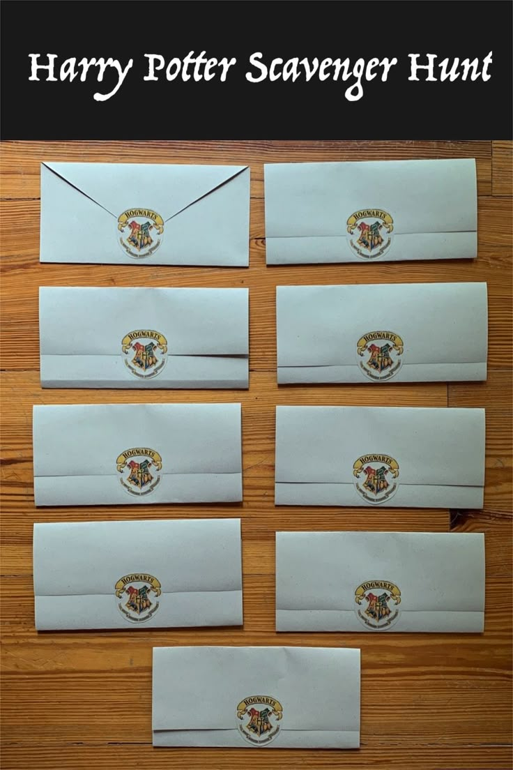 harry potter envelopes with hogwart's crest on them, and the words harry potter