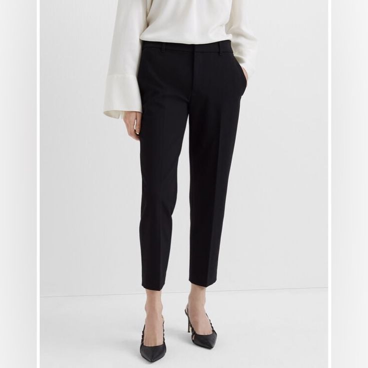 Club Monaco Black Matie Pant N220-28 Brand New With Tag Waist Laid Flat, Rise And Inseam Measurements Are Last Three Photos Elastane Pantsuit For Workwear, Mid-rise Fitted Business Bottoms, Slim Fit Mid-rise Formal Pants, Elegant Mid-rise Business Bottoms, Elegant Mid-rise Bottoms For Business, Elegant Mid-rise Black Bottoms, Elegant Black Mid-rise Bottoms, Elegant Black Mid-rise Pants, Elegant Mid-rise Black Dress Pants