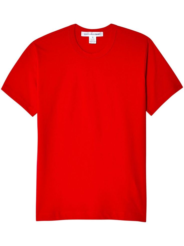 bright red cotton logo print to the rear crew neck short sleeves straight hem University Red Cotton Crew Neck T-shirt, Classic Short Sleeve Shirt With Logo Print, Basic Red T-shirt For Summer, University Red Crew Neck Graphic Tee, Red Cotton Short Sleeve T-shirt, Basic Red Summer T-shirt, University Red Graphic Tee With Short Sleeves, University Red Cotton Crew Neck Top, University Red Cotton Short Sleeve Top