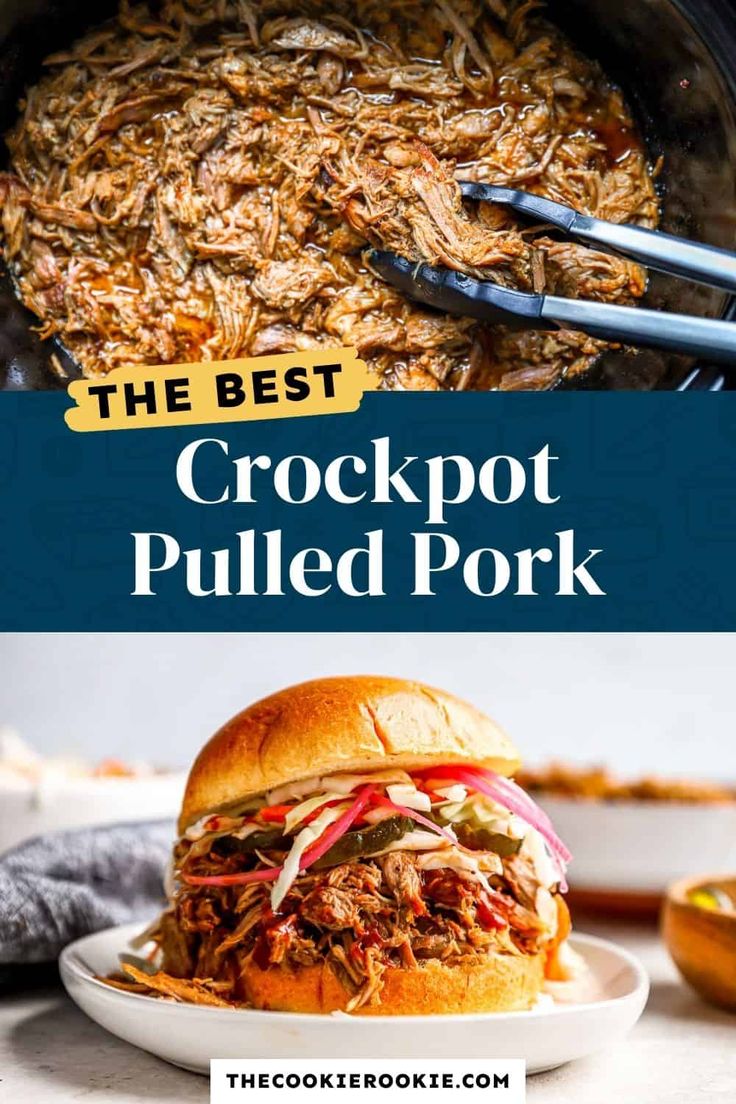 the best crockpot pulled pork recipe is in this slow cooker and it's ready to be eaten