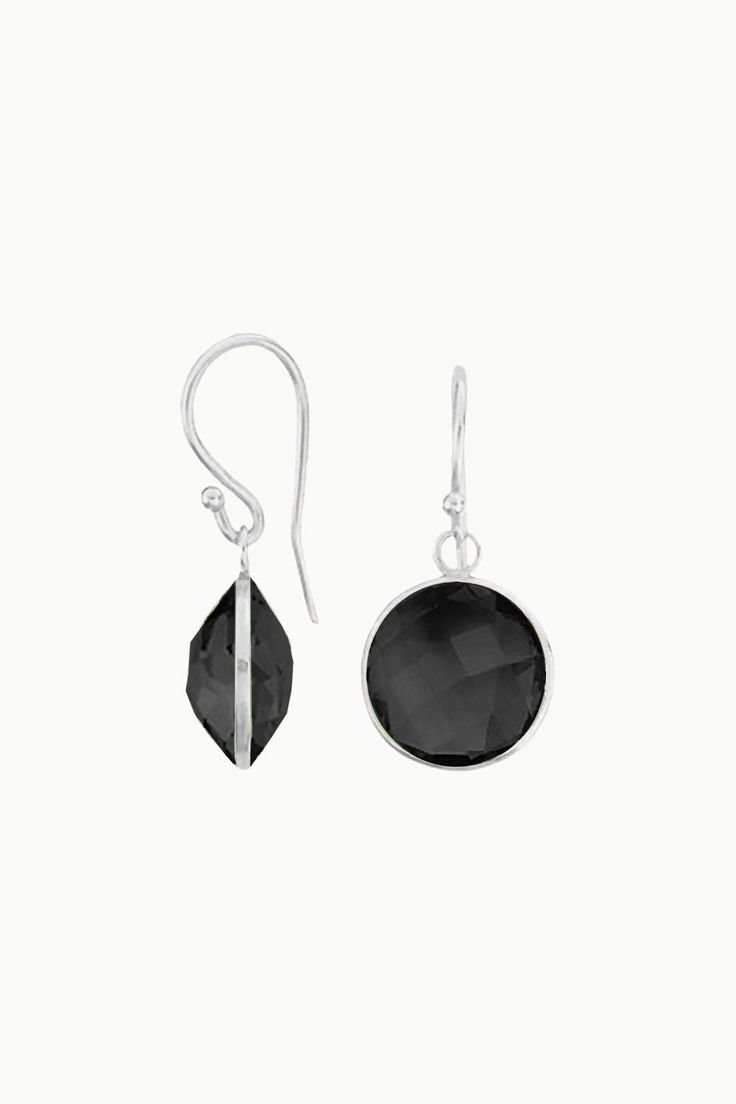 Our Gem Drop earrings feature a petite round Black Onyx gemstone encased in a polished sterling silver or gold vermeil frame. Petite and lightweight, they carry the life energy of healing crystals within them, while being comfortable for a day-long wear. Authentic Sivalya Black Onyx Black Onyx: Endurance, Perseverance, Grounding Hallmarked Metal: 925 Sterling Silver Gemstone Size: 8mm x 8mm Cut: Round Checkerboard Cut Stones Polished Onyx Earrings For Gift, Faceted Round Onyx Jewelry, Onyx Round Jewelry With Matching Earrings, Onyx Jewelry With Matching Round Earrings, Sterling Silver Round Crystal Earrings For Everyday, Onyx Round Earrings For Gift, Round Onyx Earrings For Gift, Elegant Black Crystal Earrings In Sterling Silver, Black Faceted Earrings As A Gift