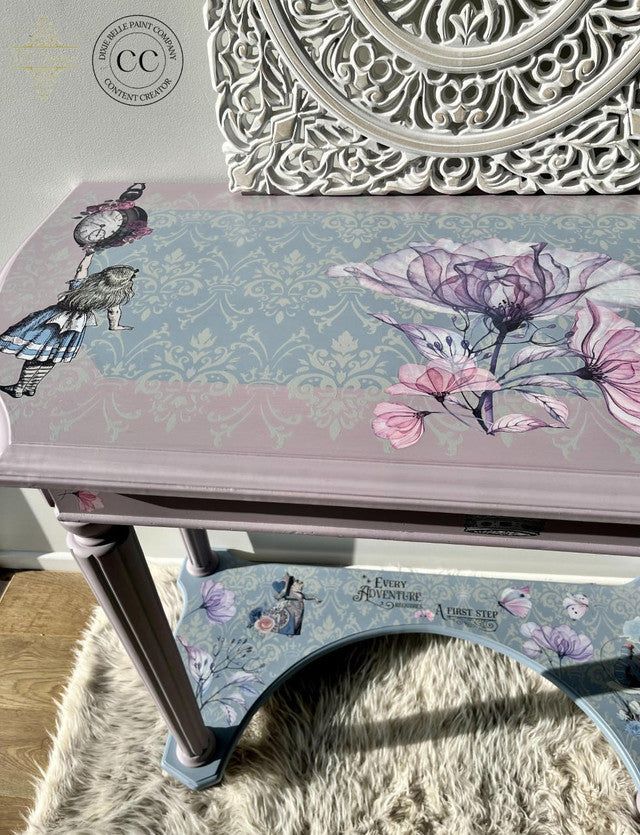 a bench with flowers painted on it