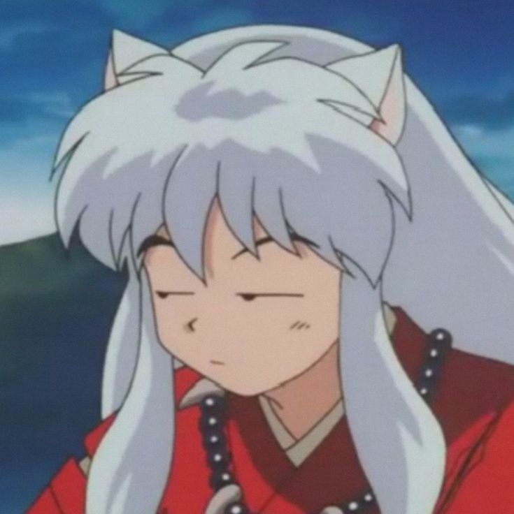 an anime character with long white hair wearing a red outfit