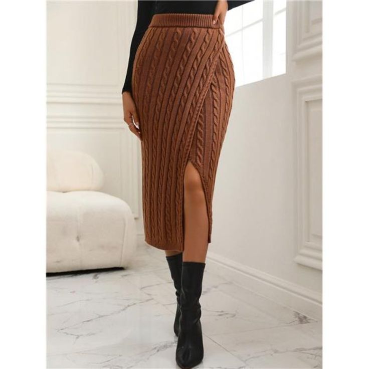 -Item Id 21695890 -Details: Cable-Knit, Wrap -Style: Elegant -Color: Brown -Pattern Type: Plain -Fit Type: Regular Fit -Temperature: Late Fall (10-17/50-63) -Waist Line: Natural -Length: Long -Fabric: Non-Stretch -Material: Knitwear -Composition: 100% Acrylic -Care Instructions: Hand Wash Or Professional Dry Clean -Sheer: No **Open To Offers!!!** **Bundle To Save More** **30% Off Bundles Of 2 Or More Items!!** ***Orders Go Out Within 5-10 Business Days!! Thank You For Your Patience!! Multiple Si Dress Professional, Blazer Blouse, Summer 90s, Preppy Business, Dirndl Outfit, Preppy Prom, Bandeau Tops, Boho Bridesmaid, Pullover Outfit