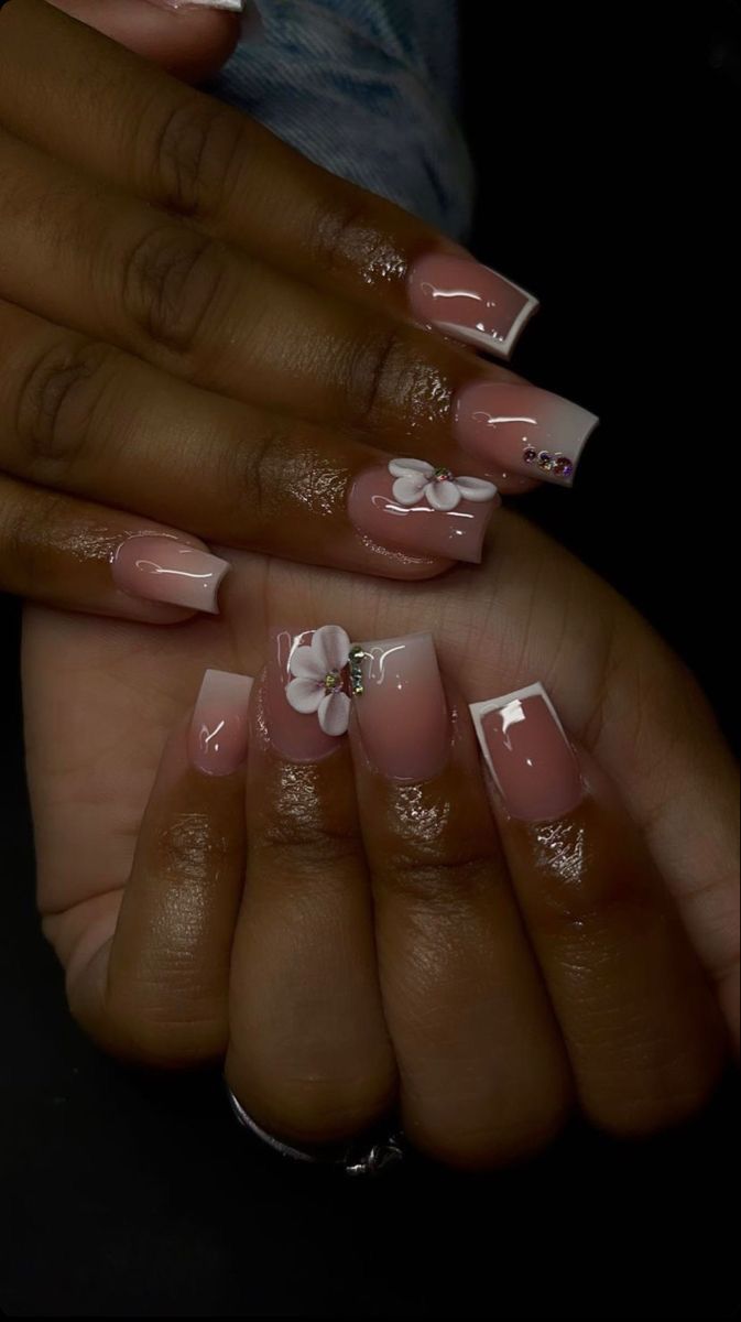 Acrylic Nails With Charms, Nails With Charms, Acrylic Toe Nails, Hard Nails, Ombre Acrylic Nails, Colored Acrylic Nails, Girly Acrylic Nails, French Tip Acrylic Nails, Cute Acrylic Nail Designs