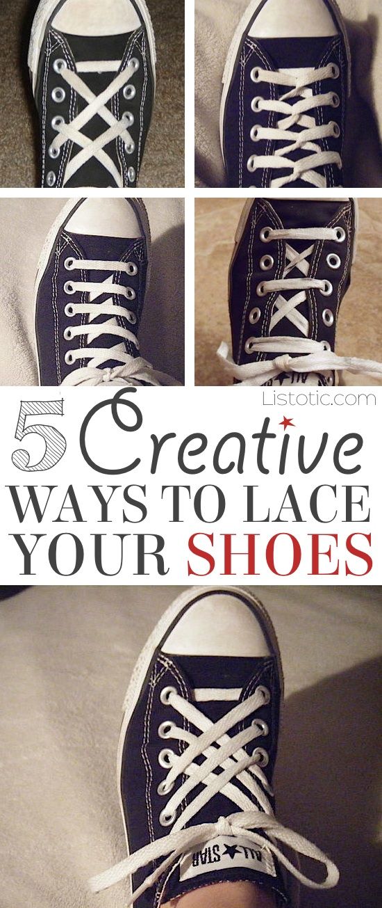 5 Fun and creative ways to tie your shoes! How to tie your shoelaces cool with these easy lacing techniques... Perfect for Converse or any sneakers. Listotic.com Ways To Tie Your Shoes, Lace Your Shoes, Converse Haute, Lacing Techniques, Tie Your Shoes, Ways To Lace Shoes, Converse Chucks, Creative Shoes, Green Converse