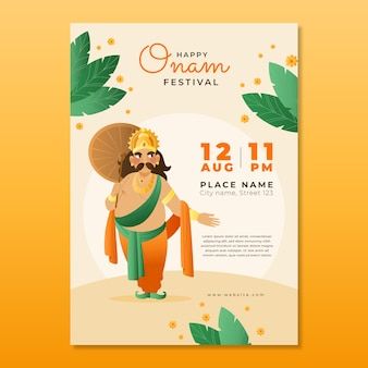 a poster for an upcoming festival with a man in orange and green clothes holding an umbrella