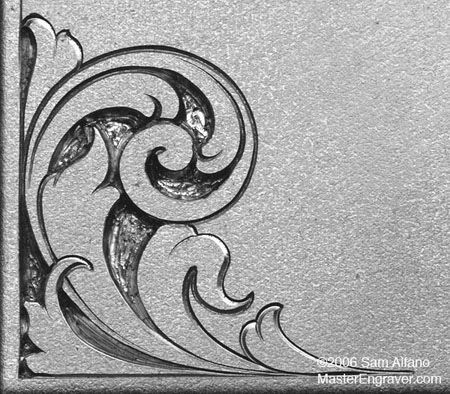 an art nouveau design on the side of a metal sheet with black and white paint