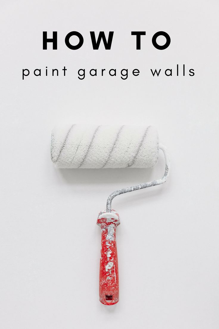 the cover of how to paint garage walls, with an image of a white roller