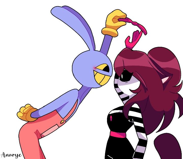 two cartoon characters, one with an angry look on her face and the other as a rabbit