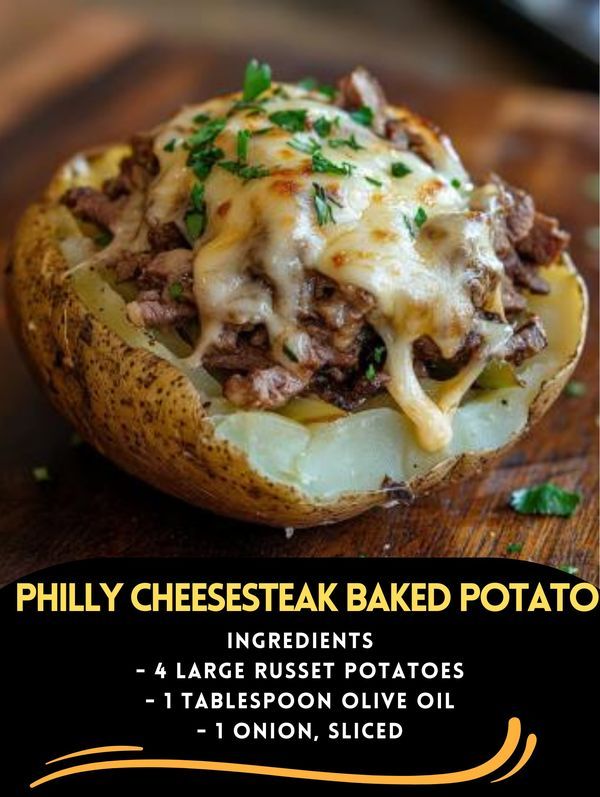 a baked potato with cheese and meat on it